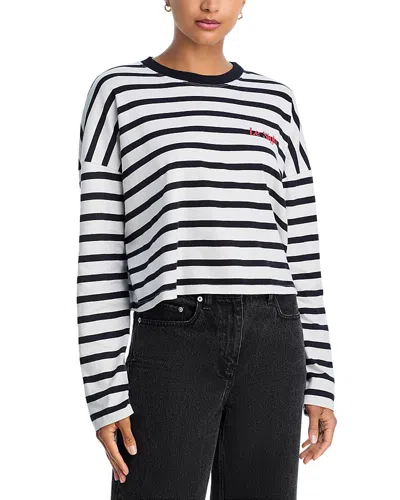 Askk Ny Cropped Long Sleeve Printed Tee In Multi