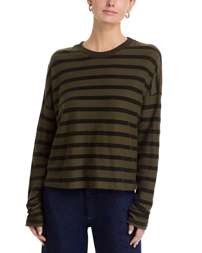Askk Ny Cropped Long Sleeve Stripe Tee In Green