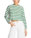 Askk Ny Cropped Long Sleeve Stripe Tee In Green Stripe