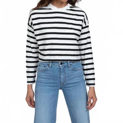 Askk Ny Cropped Long Sleeve Stripped Tee In Black & White Thin Stripe In Multi