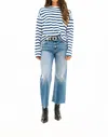 Askk Ny Cropped Long Sleeve Stripped Tee In Navy Thin Stripe In Multi