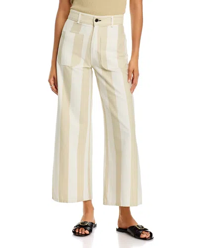 Askk Ny Cropped Sailor High Rise Jeans In Sand Stripe In Neutral