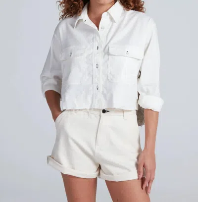 Askk Ny Crosby Combo Boxy Shirt In Ivory Herringbone In White