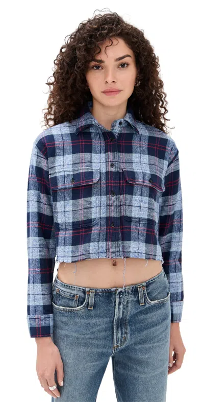 Askk Ny Crosby Flannel Navy Plaid In Blue