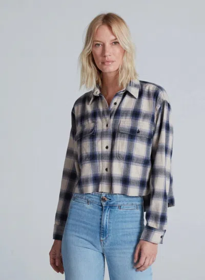 Askk Ny Crosby Flannel Shirt In Purple And Cream In Multi