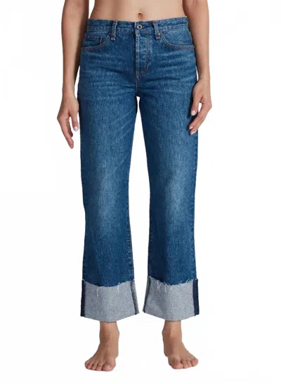Askk Ny Cuffed Mid Rise Straight Jean In Paris In Blue