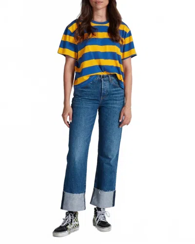 Askk Ny Cuffed Mid Rise Straight Jeans In Blue