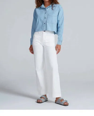 Askk Ny Denim Cropped Denim Shirt In Vintage Wash In Blue