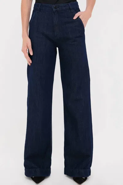 Askk Ny Denim Trouser In Indigo Linen In Blue