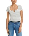 Askk Ny Double Stripe Scoop Henley Tee In Multi