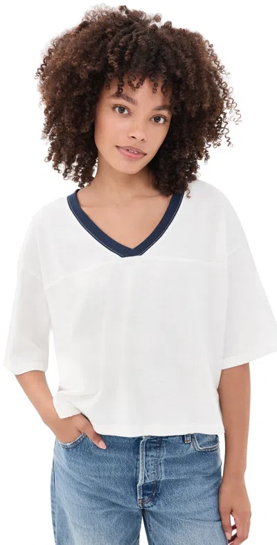 Askk Ny Football Tee Natural/ Navy In White