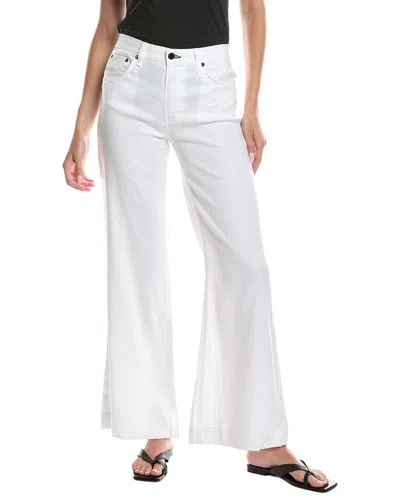 Askk Ny Grey Stripe Linen-blend Wide Leg Jean In White