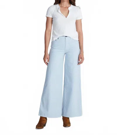 Askk Ny Henley Without Buttons Blouse In Ivory In Blue