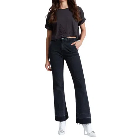 Askk Ny High Rise Cropped Trouser In Stone In Black