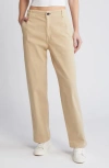 Askk Ny High Waist Relaxed Straight Leg Chinos In Beige