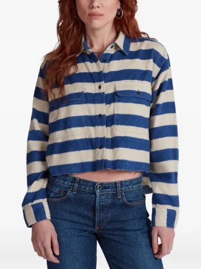Askk Ny Horizontal-stripe Cropped Shirt In Blue