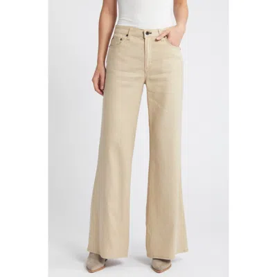 Askk Ny Juniper Linen Blend Wide Leg Pants In Khaki Linen