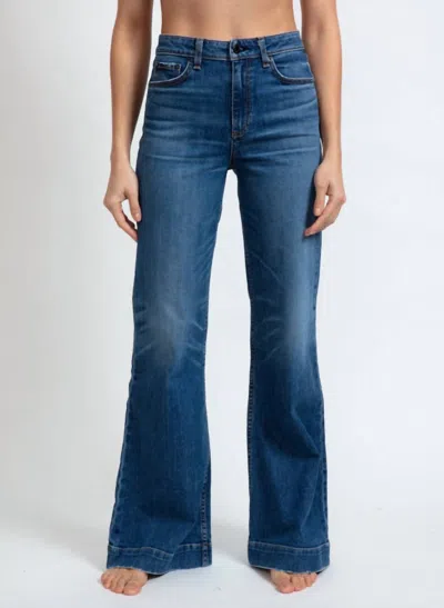 Askk Ny High-rise Dark Vintage Crop Bootcut Jean In Blue