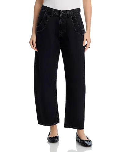 Askk Ny Lenox High Rise Barrel Jeans In Double Stone In Black
