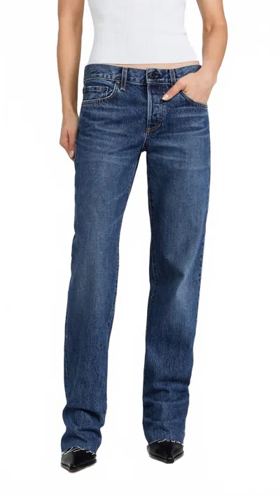 Askk Ny Long Low Rise Straight Jeans In Sundowner In Blue