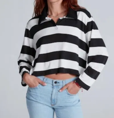 Askk Ny Long Sleeve Polo In Stripe In Multi