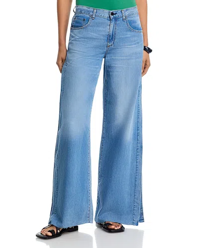 Askk Ny Longboarder Mid Rise Wide Leg Jeans In Blondie In Blue