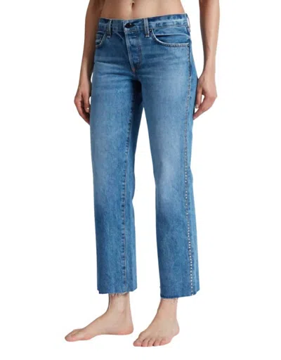 Askk Ny Low Rise Straight Leg Denim Jeans In Studded Muse