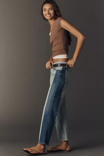 Askk Ny Low-rise Straight-leg Reworked Two-tone Jeans In Blue