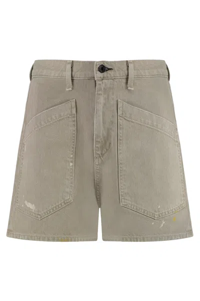 Askk Ny Paint-splatter Cotton Shorts In Gray
