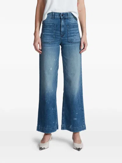 Askk Ny Paint-splatter Patch-pocket Jeans In Blue