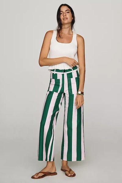 Askk Ny Patch Pocket Striped Wide-leg Pants In Green