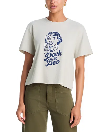 Askk Ny Peek A Boo Graphic Boyfriend Tee In White