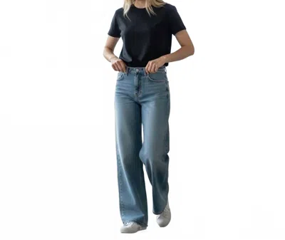 Askk Ny Pistachio High Rise Slim Wide-leg Jeans In Bleachout In Blue