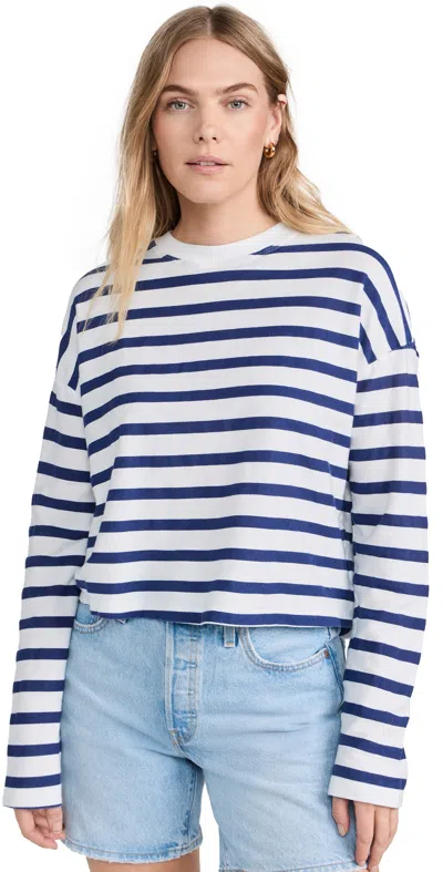 Askk Ny Stripe Long Sleeve Cotton T-shirt In Thin Navy Stripe