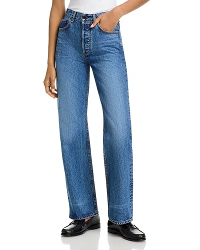 Askk Ny Rosebowl High Rise Straight Jeans In Port In Blue