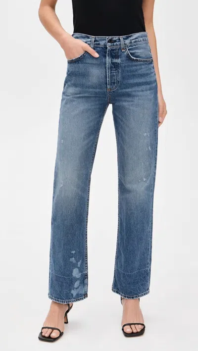 Askk Ny Rosebowl Straight Leg Jeans In Venice In Blue