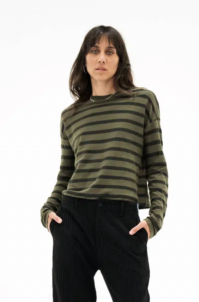 Askk Ny Safari Striped Tee In Green