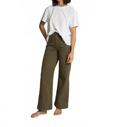 Askk Ny Sailor Twill High Rise Jeans In Olive In White