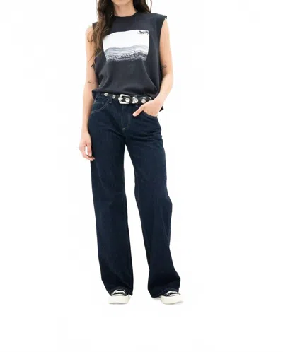 Askk Ny Shrunken Muscle Tee In Black In Blue