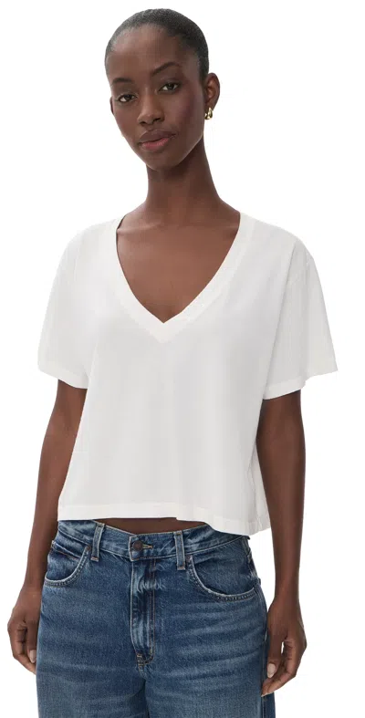 Askk Ny Shrunken V Neck Tee Ivory In White