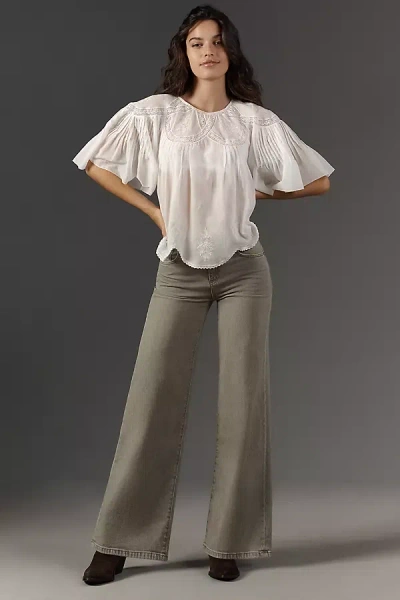 Askk Ny Slim High-rise Wide-leg Jeans In Green