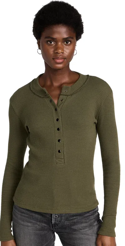 Askk Ny Snap Henley Top In Fatigue
