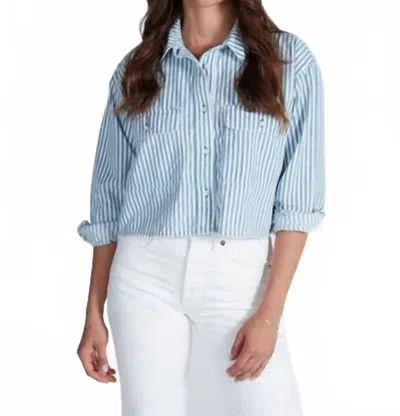 Askk Ny Stripe Cropped Nantucket Shirt In Blue