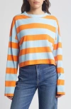 Askk Ny Stripe Long Sleeve Cotton T-shirt In Orange Blue Stripe