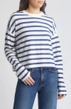 Askk Ny Stripe Long Sleeve Cotton T-shirt In Thin Navy Stripe