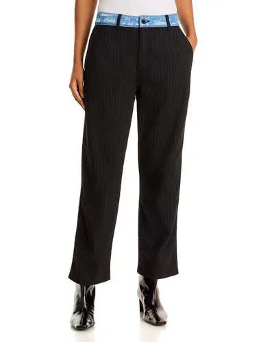 Askk Ny Tomboy Contrast Waistband Pants In Black
