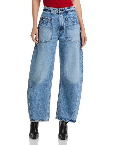 Askk Ny Twisted High Rise Barrel Leg Jeans In Blondie In Blue