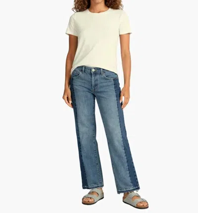 Askk Ny Two Tone Low Rise Straight Denim Pants In Blue