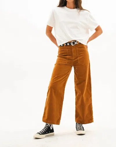 Askk Ny Virginia High Rise Wide Leg Cord Pant In Caramel In Brown