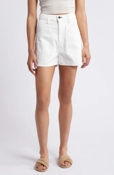 Askk Ny Virginia High Waist Denim Shorts In Ivory Twill